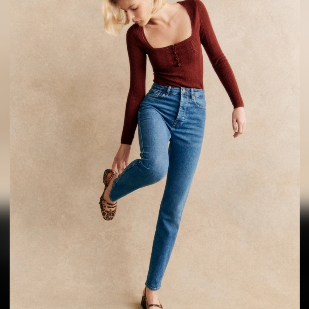 Sezane Le Brut Sexy 100% Cotton Jeans - Picture 4 of 6